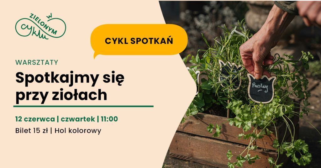skrzyneczka z ziołami zielonymi oraz dłoń ogrodnika